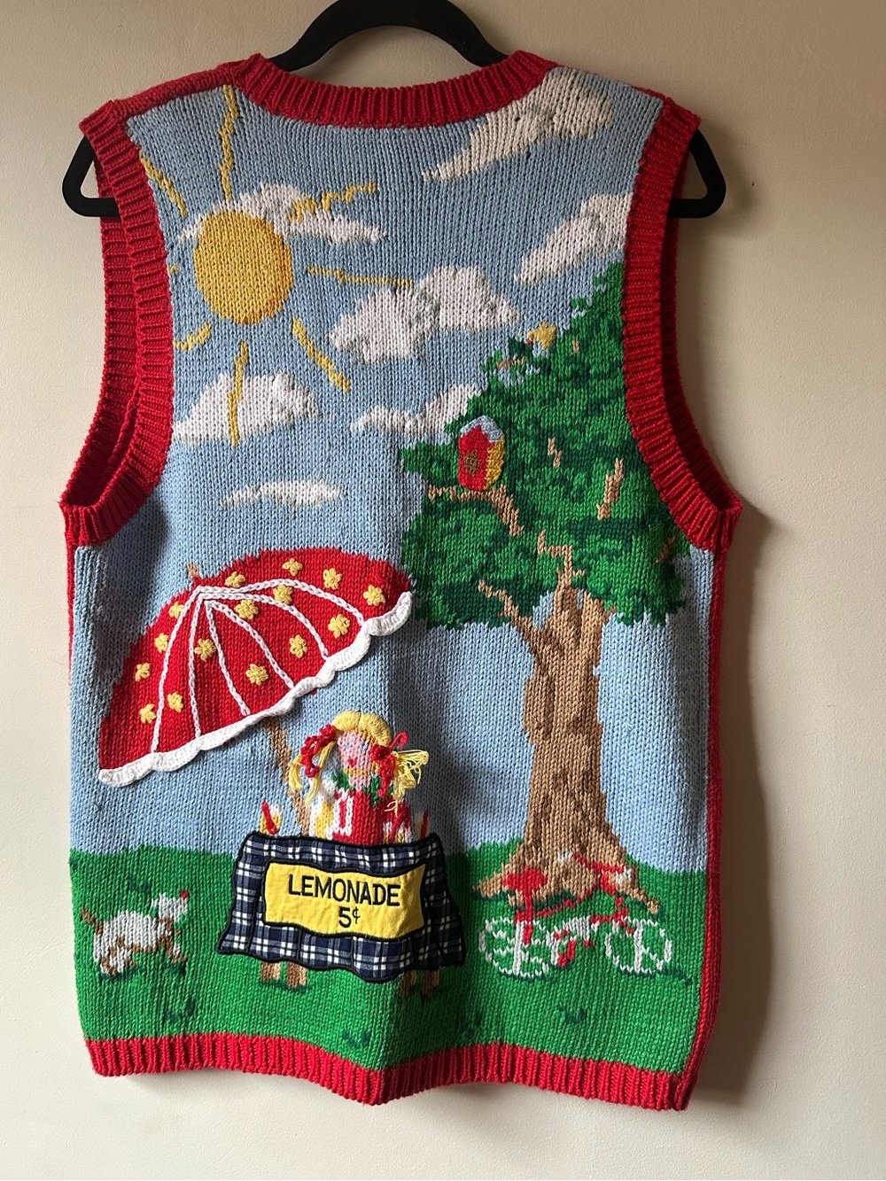 1995 Eagles Eye Lemonade Stand Sweater Vest Whimsical Summer Cute
